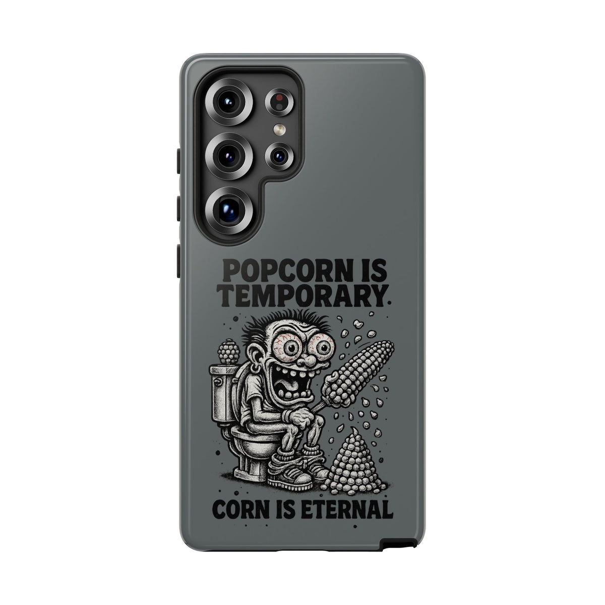 Phone Case — "Popcorn Is Temporary, Corn Is Eternal" Retro Zombie Corn Design