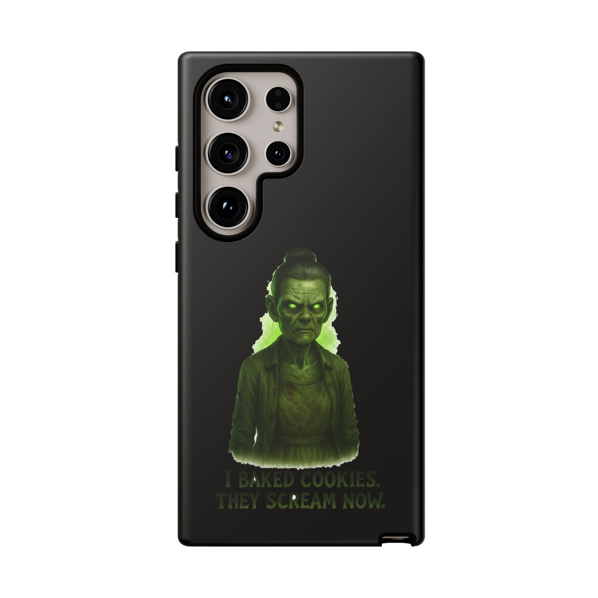 Spooky Green Ghost Phone Case — "I Baked Cookies, They Scream Now" Horror iPhone Cover