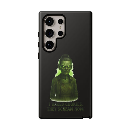 Spooky Green Ghost Phone Case — "I Baked Cookies, They Scream Now" Horror iPhone Cover