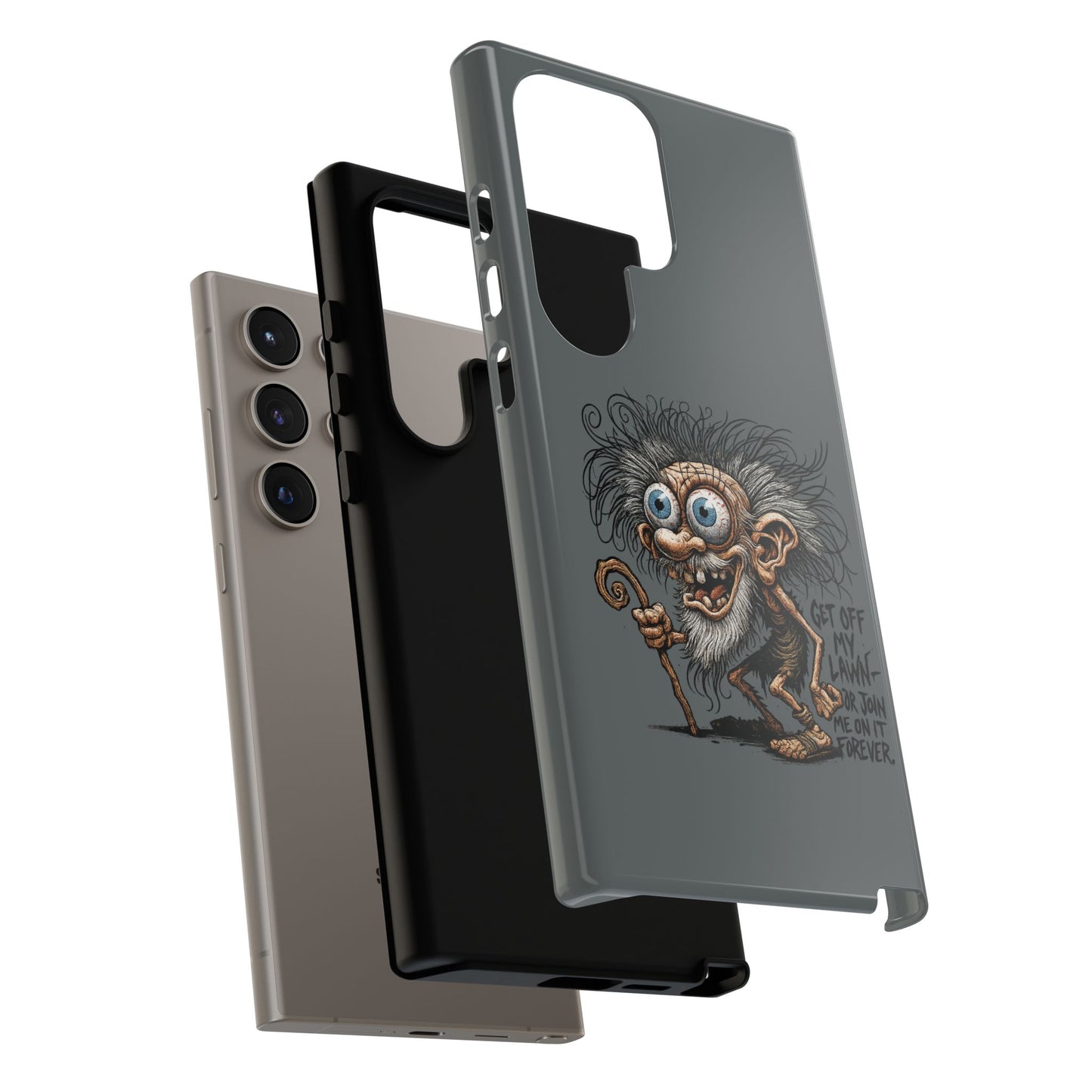 Phone Case — Funny Grumpy Troll Design: “Get Off My Lawn” Protective Cover