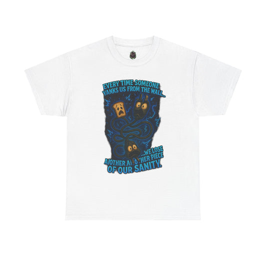 Lost Pieces of Sanity T-Shirt | Surreal Monster Wall Illustration