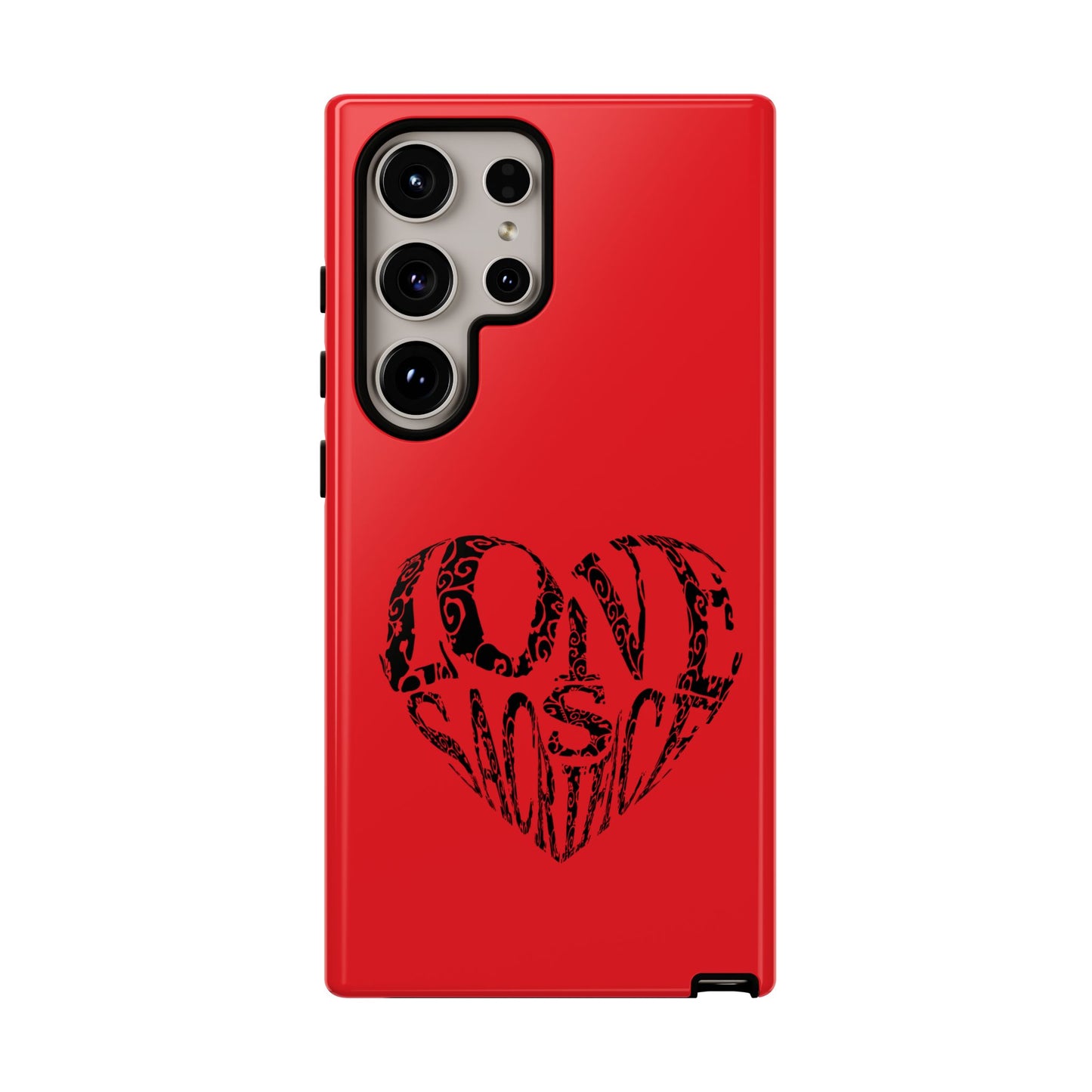 Red 'Love Justice' Heart Phone Case — Protective iPhone Cover, Valentine’s Gift