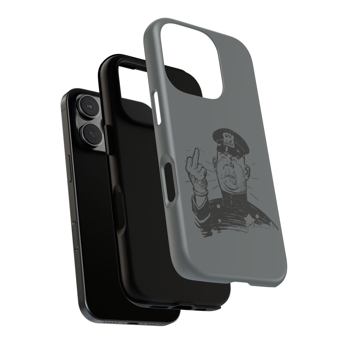 Vintage Cop Middle Finger Phone Case — Edgy Retro iPhone Protective Cover