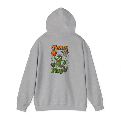 Basketball Pickle Player Hoodie — Funny Sports Cartoon Hoodie for Fans & Players