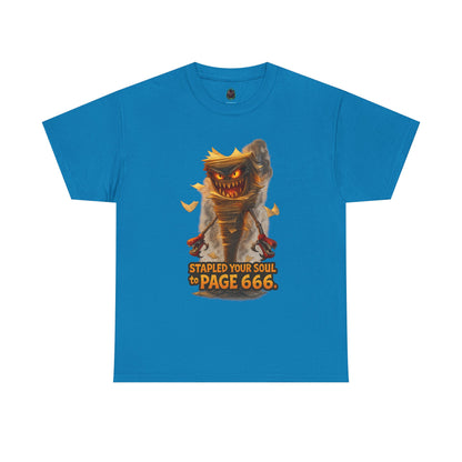 Stapled Your Soul to Page 666 T-Shirt | Demon Book Horror Tee