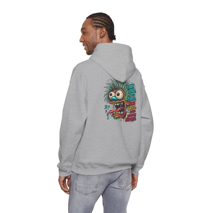 Skater Monster Graphic Hoodie — “Yawn Once, Yawn Twice, Never Appear” Retro Skate Pullover