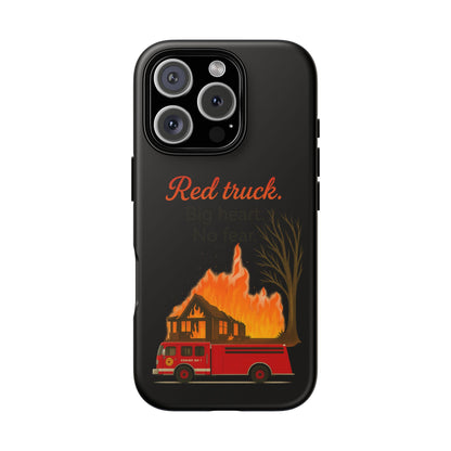 Phone Case — 'Red truck' Fire Truck Design, Vintage Firefighter Gift