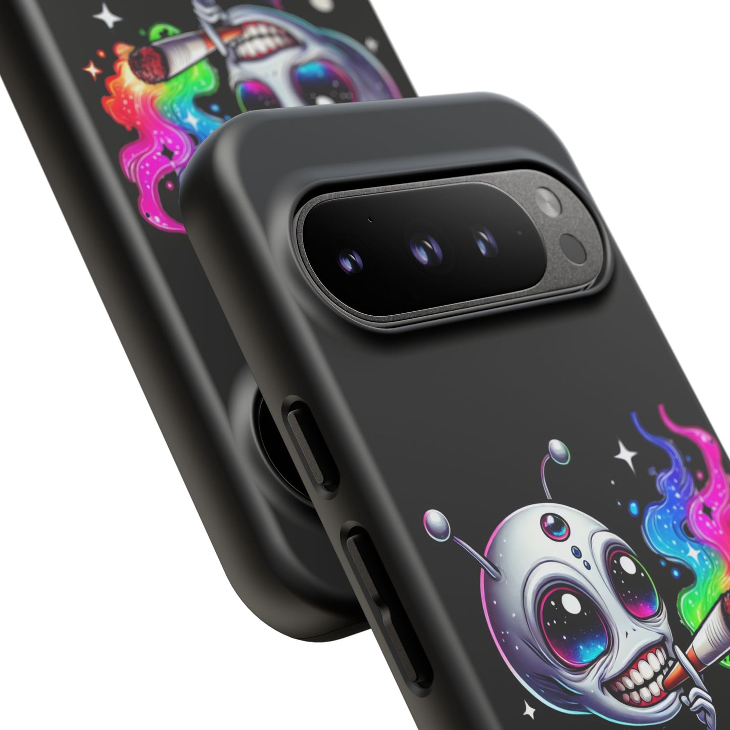 Alien Smoking Rainbow Galaxy Phone Case — Cute Cosmic Art Tough Case