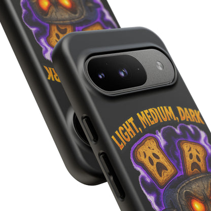 Phone Case — 'Light, Medium, Dark or Eternal Blackened Torment?' Spooky Toast & Toaster Horror Design