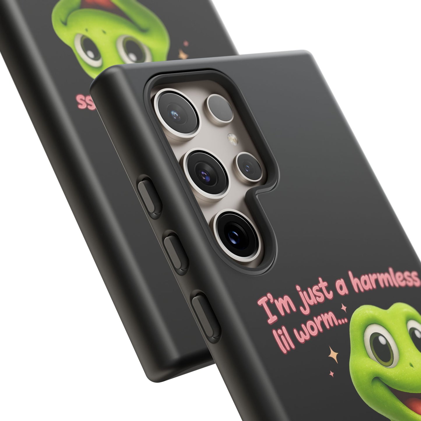 Phone Case — “I’m Just a Harmless Lil Worm… With Chaotic Intentions” Cute Cartoon Worm Design