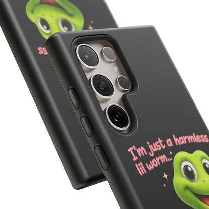 Phone Case — “I’m Just a Harmless Lil Worm… With Chaotic Intentions” Cute Cartoon Worm Design