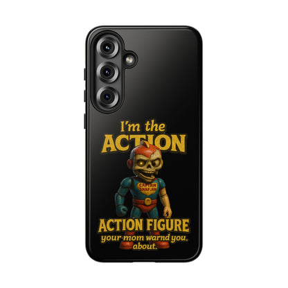 Action Figure Phone Case — "I'm the Action" Retro Skull Toy Design