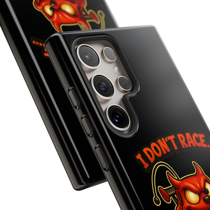 I Don't Race I Chase Phone Case — Cartoon Demon Hot Rod Design
