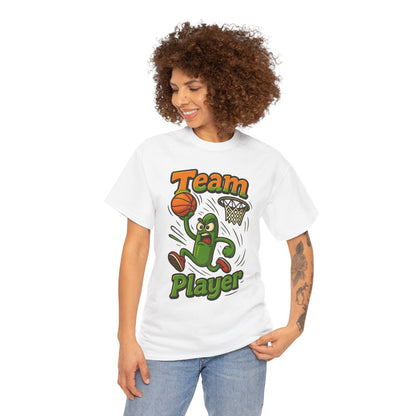 Team Player Basketball T-Shirt — Funny Pickle Mascot Sports Tee