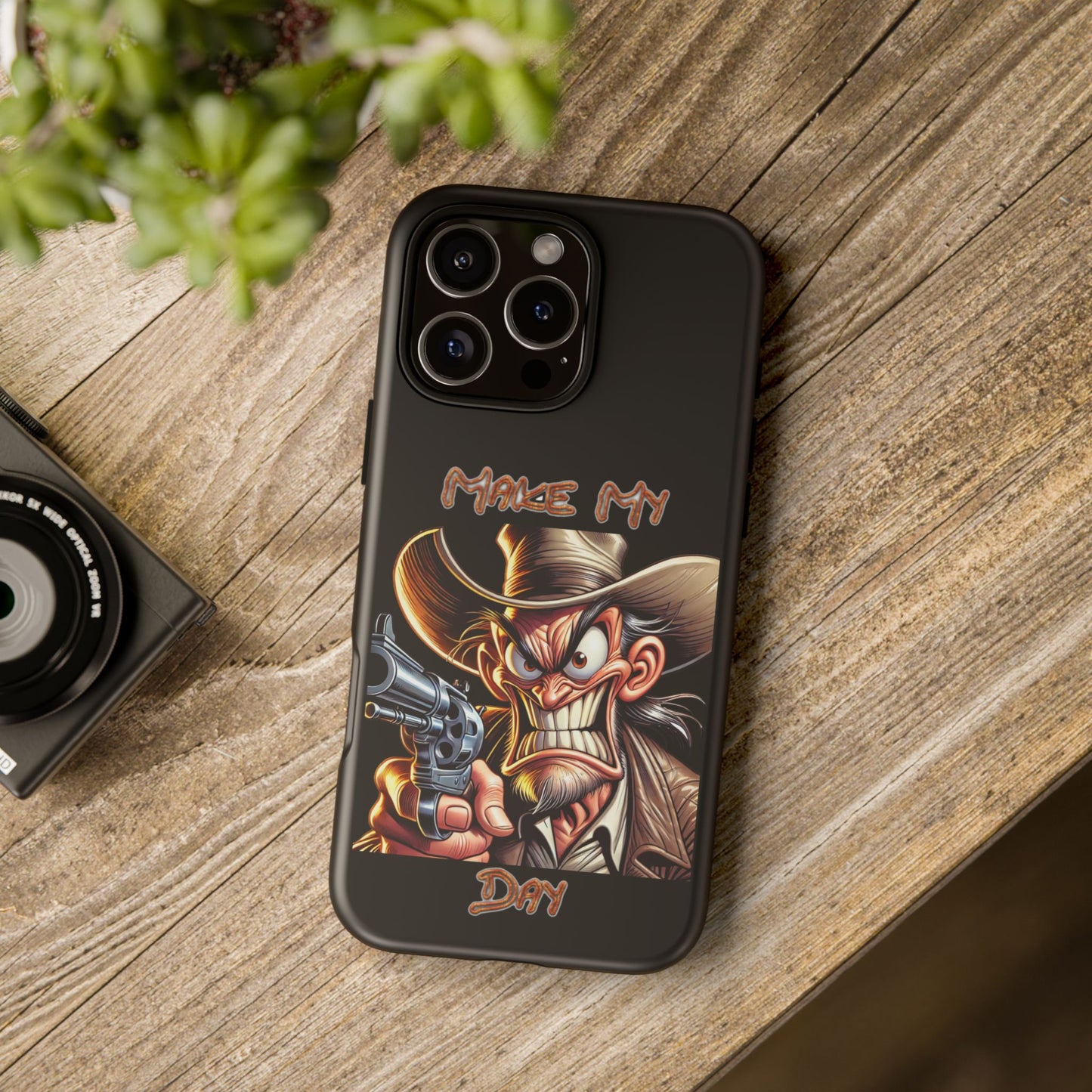 Phone Case - 'Make My Day' Cowboy Revolver Graphic Protective Case