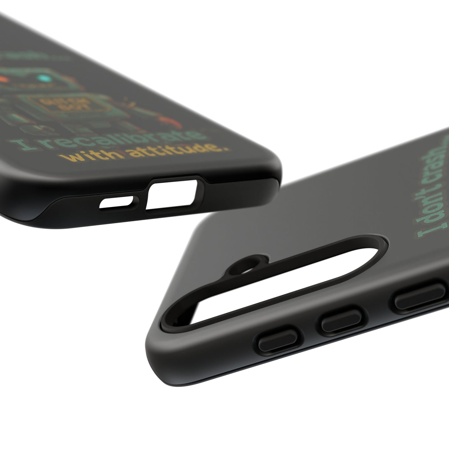 Phone Case — "I Don't Crash... I Recalibrate" Retro Robot Protective Cover