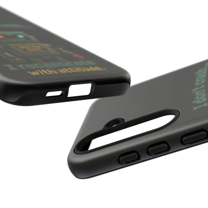 Phone Case — "I Don't Crash... I Recalibrate" Retro Robot Protective Cover