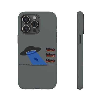 Phone Case — Funny UFO Cow Abduction Design with “Moo Moo Moo”