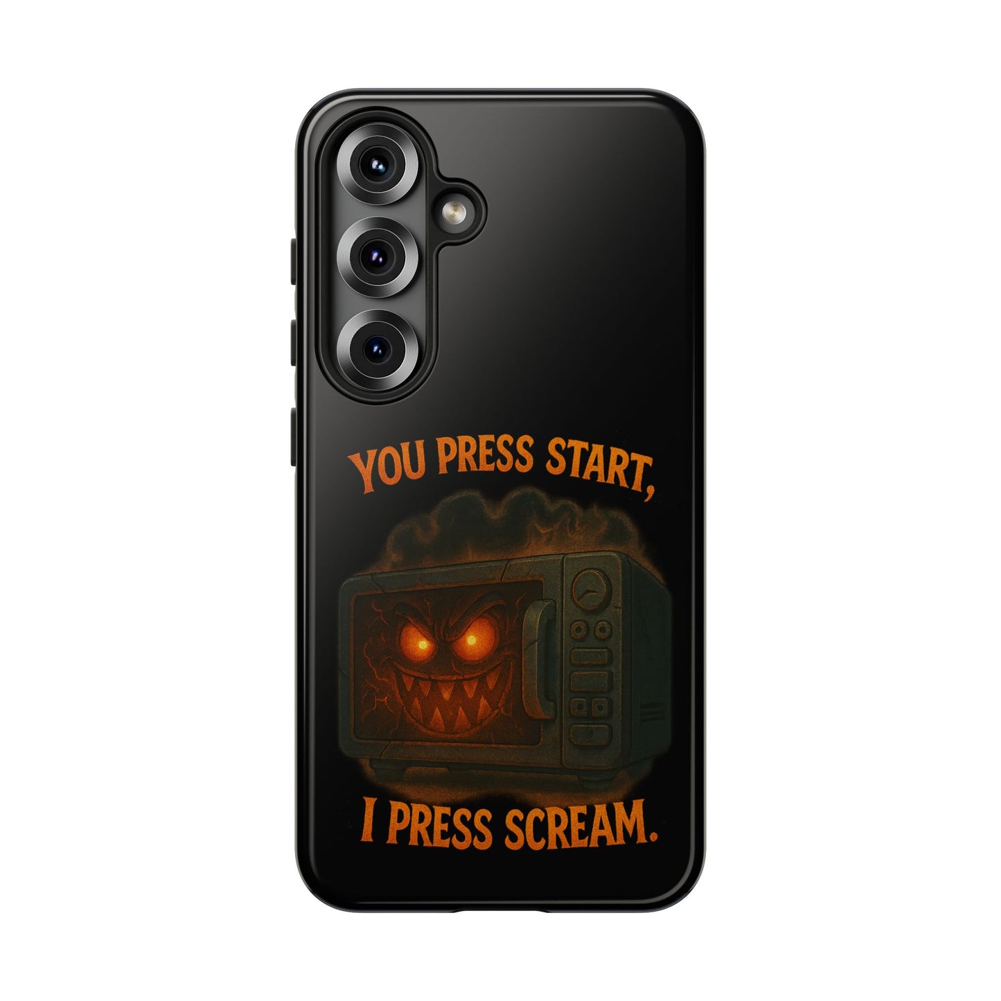 Phone Case — "You Press Start, I Press Scream" Spooky Retro Game Controller Design