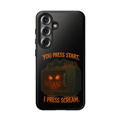 Phone Case — "You Press Start, I Press Scream" Spooky Retro Game Controller Design