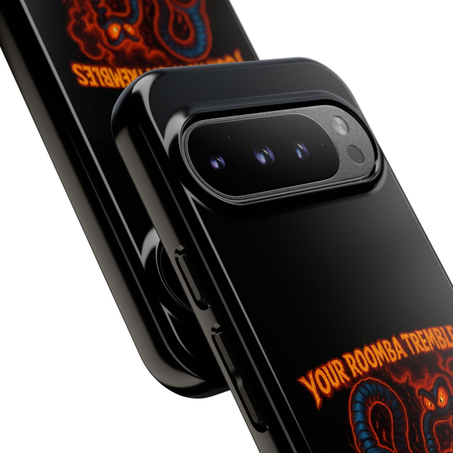 Phone Case — "Your Roomba Trembles at My Name" Fiery Cat Design
