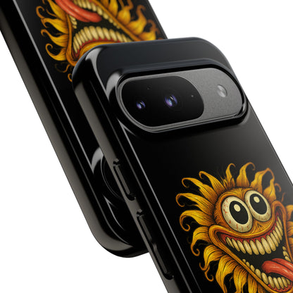 Phone Case - Smiling Sunflower Design with "Photosynthesizing the Universe One Breakdown at a Time"