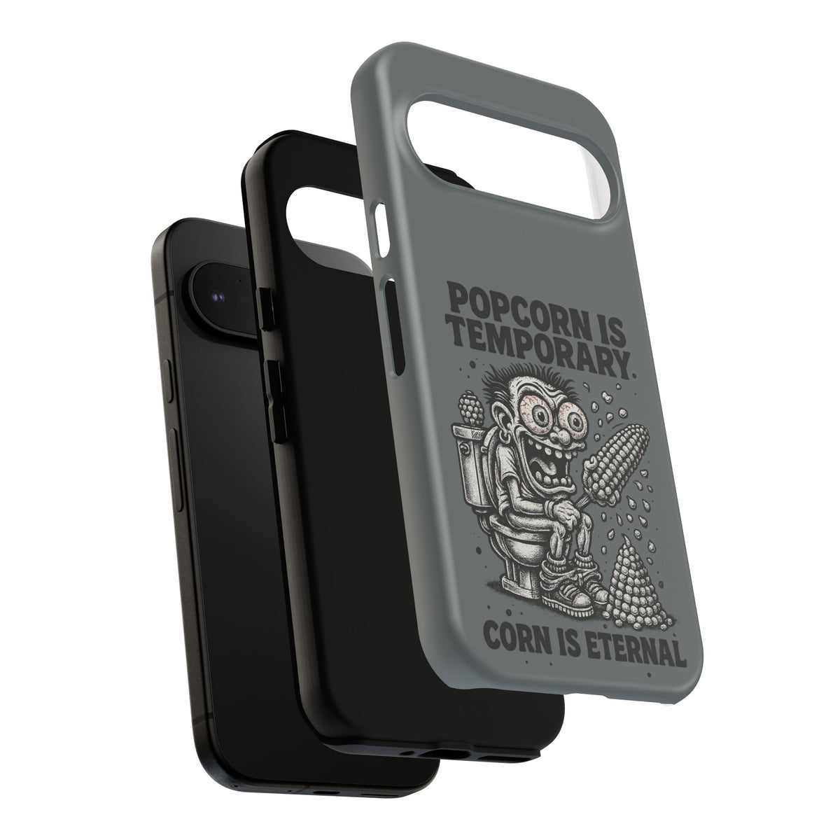 Phone Case — "Popcorn Is Temporary, Corn Is Eternal" Retro Zombie Corn Design