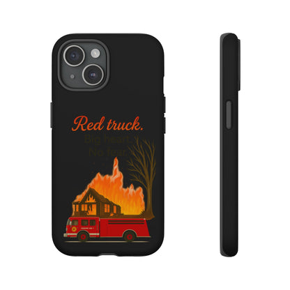 Phone Case — 'Red truck' Fire Truck Design, Vintage Firefighter Gift