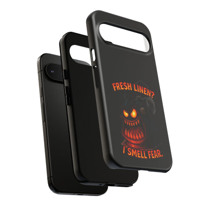 Phone Case — 'Fresh Linen? I Smell Fear.' Spooky Pumpkin Horror Protective Case