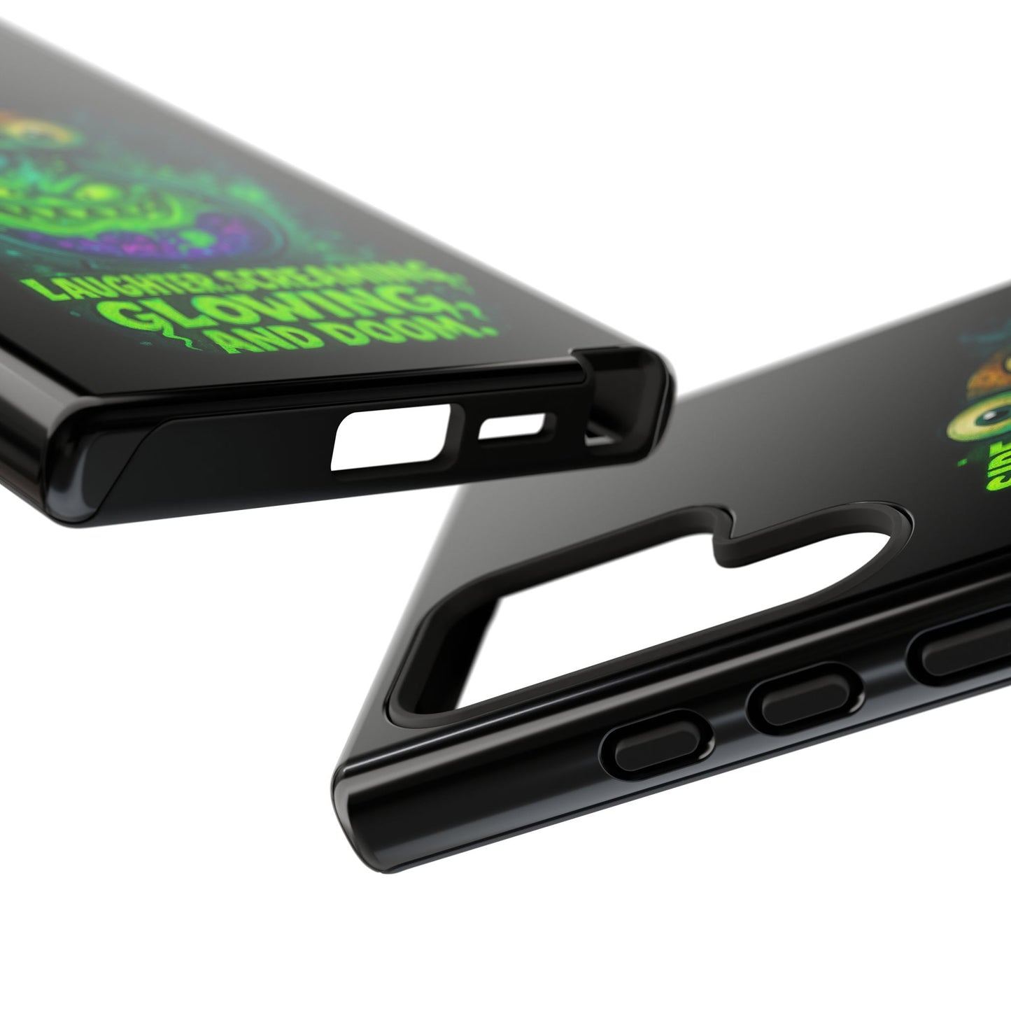 Phone Case — 'Side Effects May Include Laughter, Screaming, Glowing, and Doom' Neon Monster