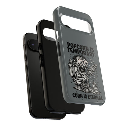 Phone Case — "Popcorn Is Temporary, Corn Is Eternal" Retro Zombie Corn Design