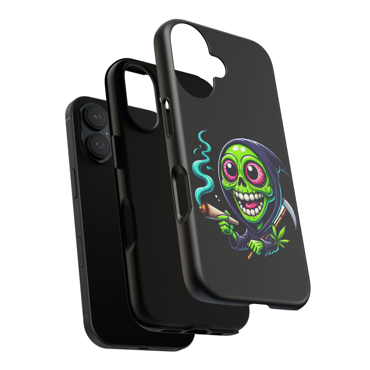 Grinning Stoner Grim Reaper Phone Case – Cannabis Skull iPhone Cover