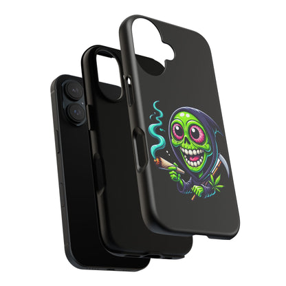 Grinning Stoner Grim Reaper Phone Case – Cannabis Skull iPhone Cover