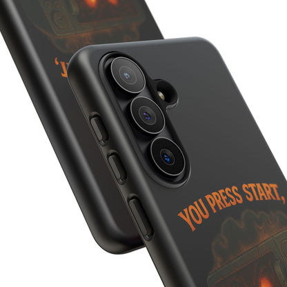 Phone Case — "You Press Start, I Press Scream" Spooky Retro Game Controller Design
