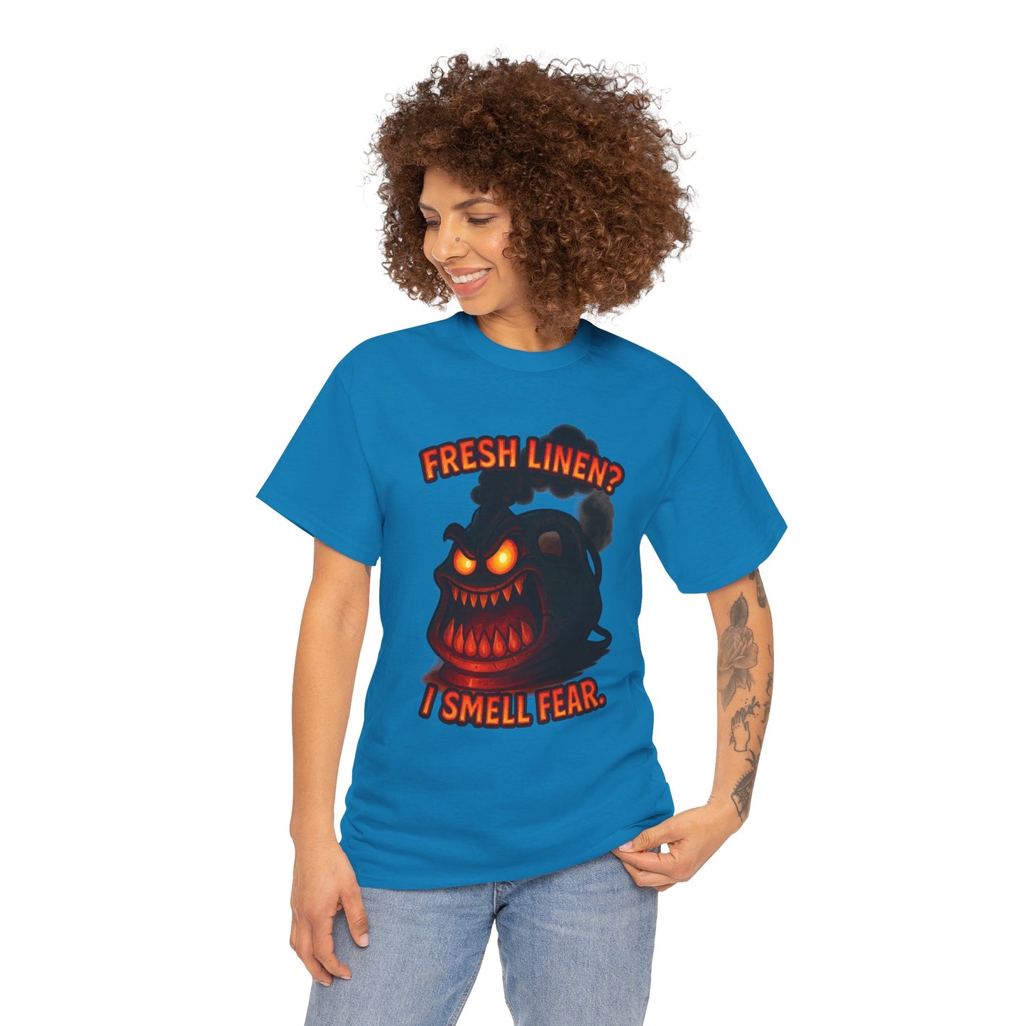 Fresh Linen? I Smell Fear Tee | Scary Laundry Monster Halloween Shirt
