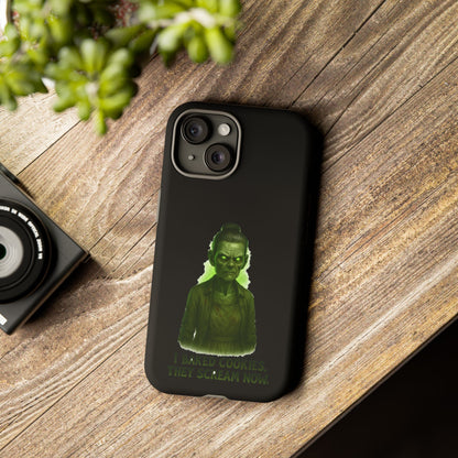 Spooky Green Ghost Phone Case — "I Baked Cookies, They Scream Now" Horror iPhone Cover