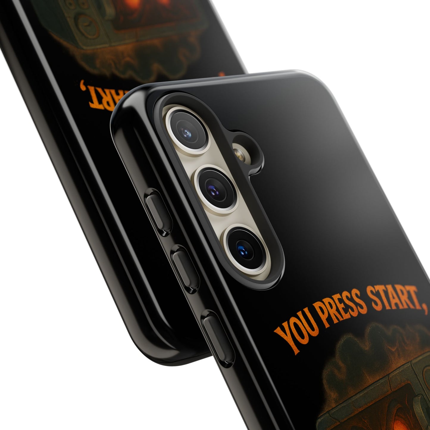 Phone Case — "You Press Start, I Press Scream" Spooky Retro Game Controller Design