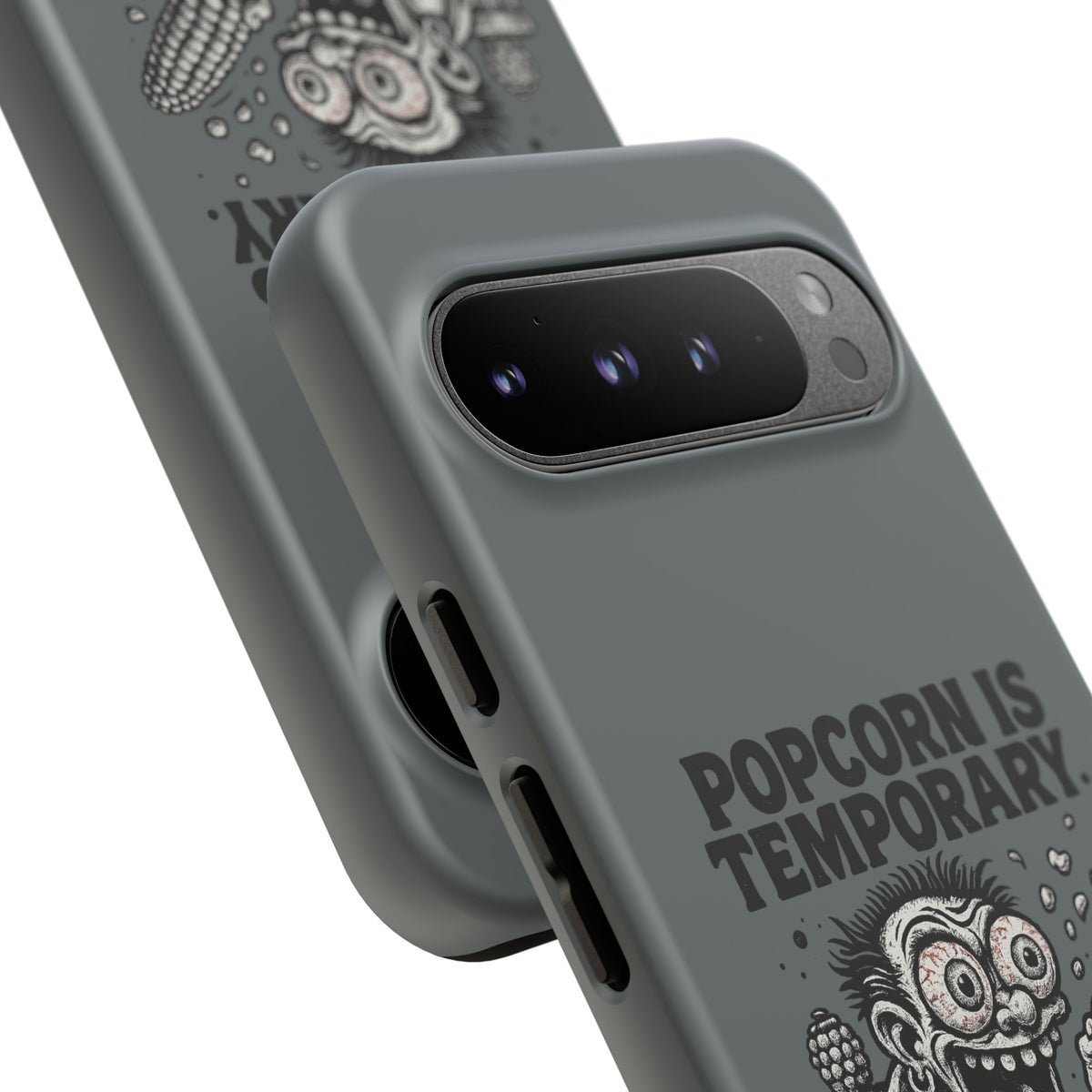 Phone Case — "Popcorn Is Temporary, Corn Is Eternal" Retro Zombie Corn Design