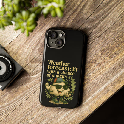 Phone Case — "Weather Forecast: Lit with a Chance of Snacks" Retro Graphic