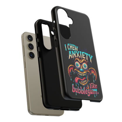Phone Case — "I Chew Anxiety Like Bubblegum" Retro Monster Design