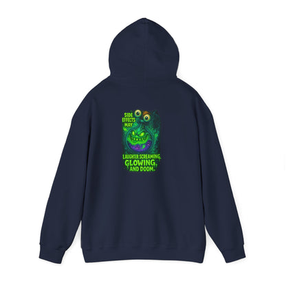 Glowing Green Monster Hoodie - "Causes Screaming, Glowing, and Doom" Graphic Pullover