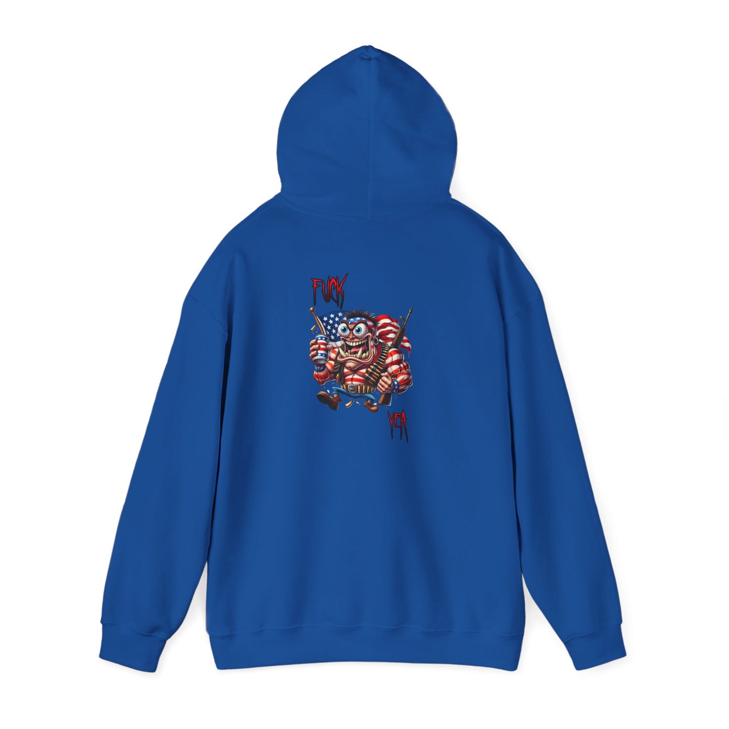 Patriotic Monster Hoodie - Funny USA Flag Character Back Graphic