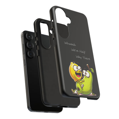 Phone Case - Playful Pear & Lemon Illustration with “Whooah We're Half Way There”