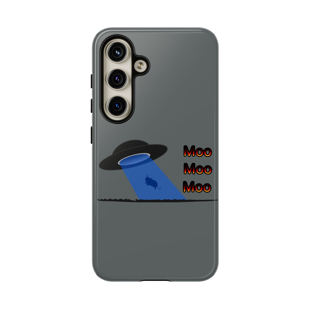 Phone Case — Funny UFO Cow Abduction Design with “Moo Moo Moo”