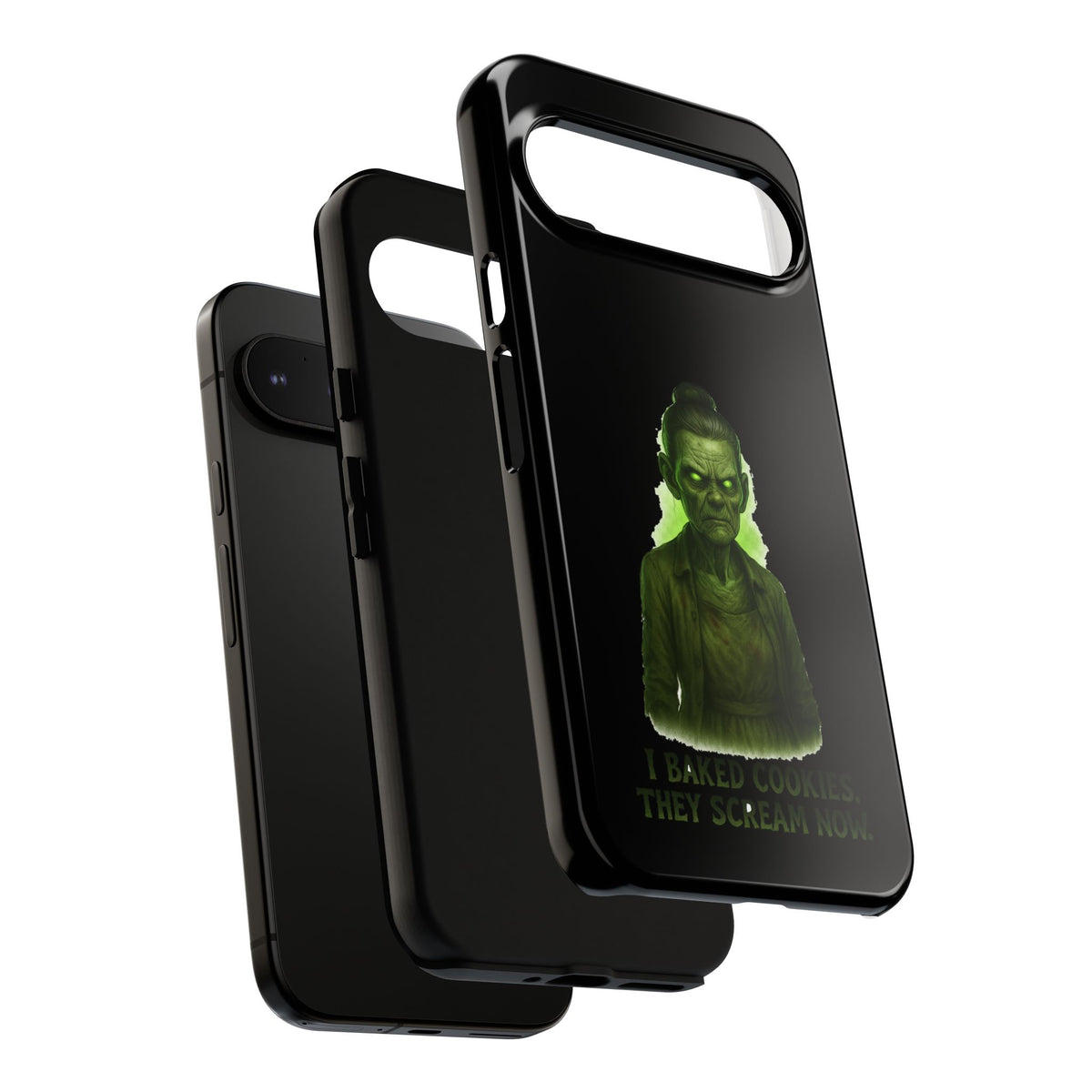Spooky Green Ghost Phone Case — "I Baked Cookies, They Scream Now" Horror iPhone Cover
