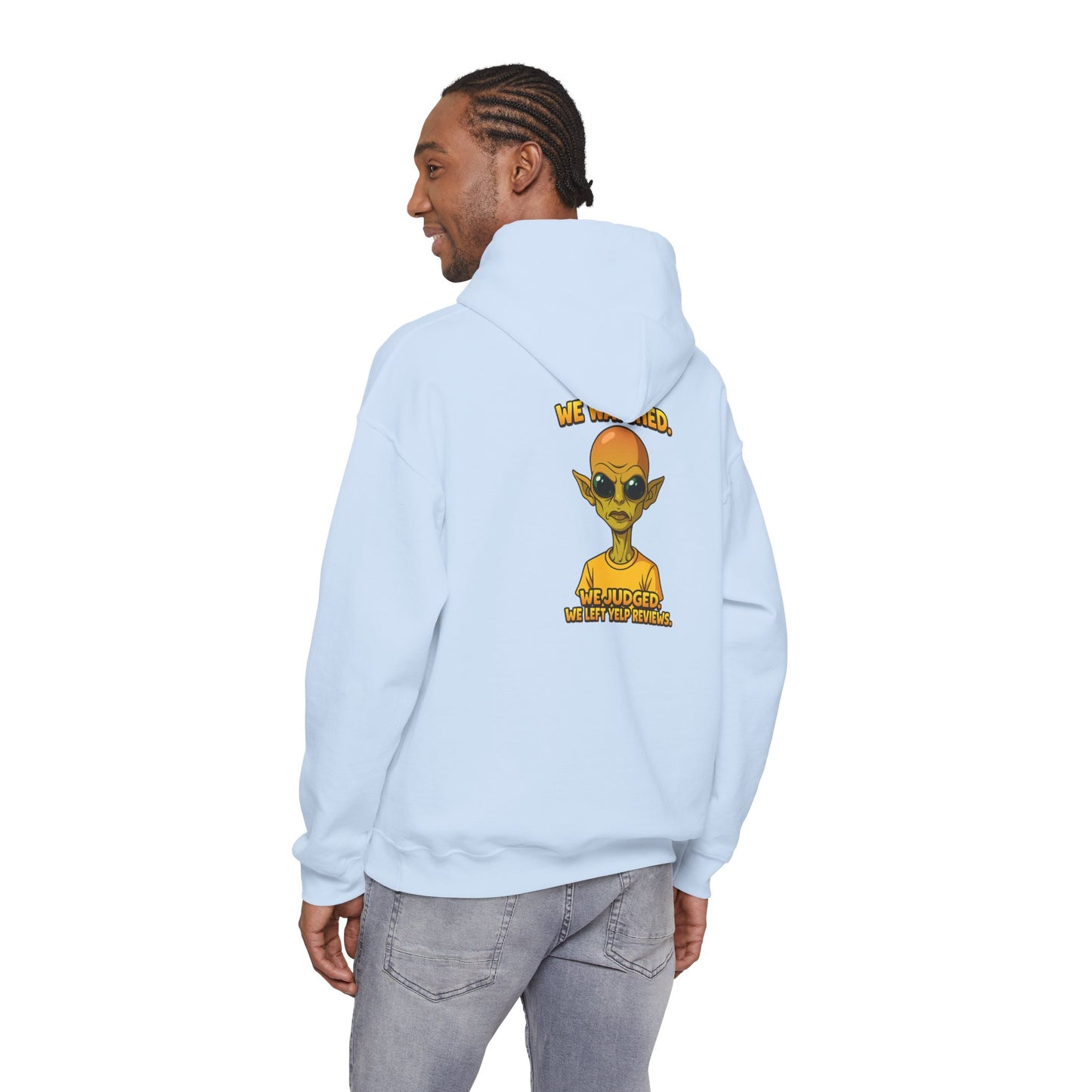 Alien Graphic Hoodie - "We Judged, We’ve Deported" Satirical UFO Sweatshirt