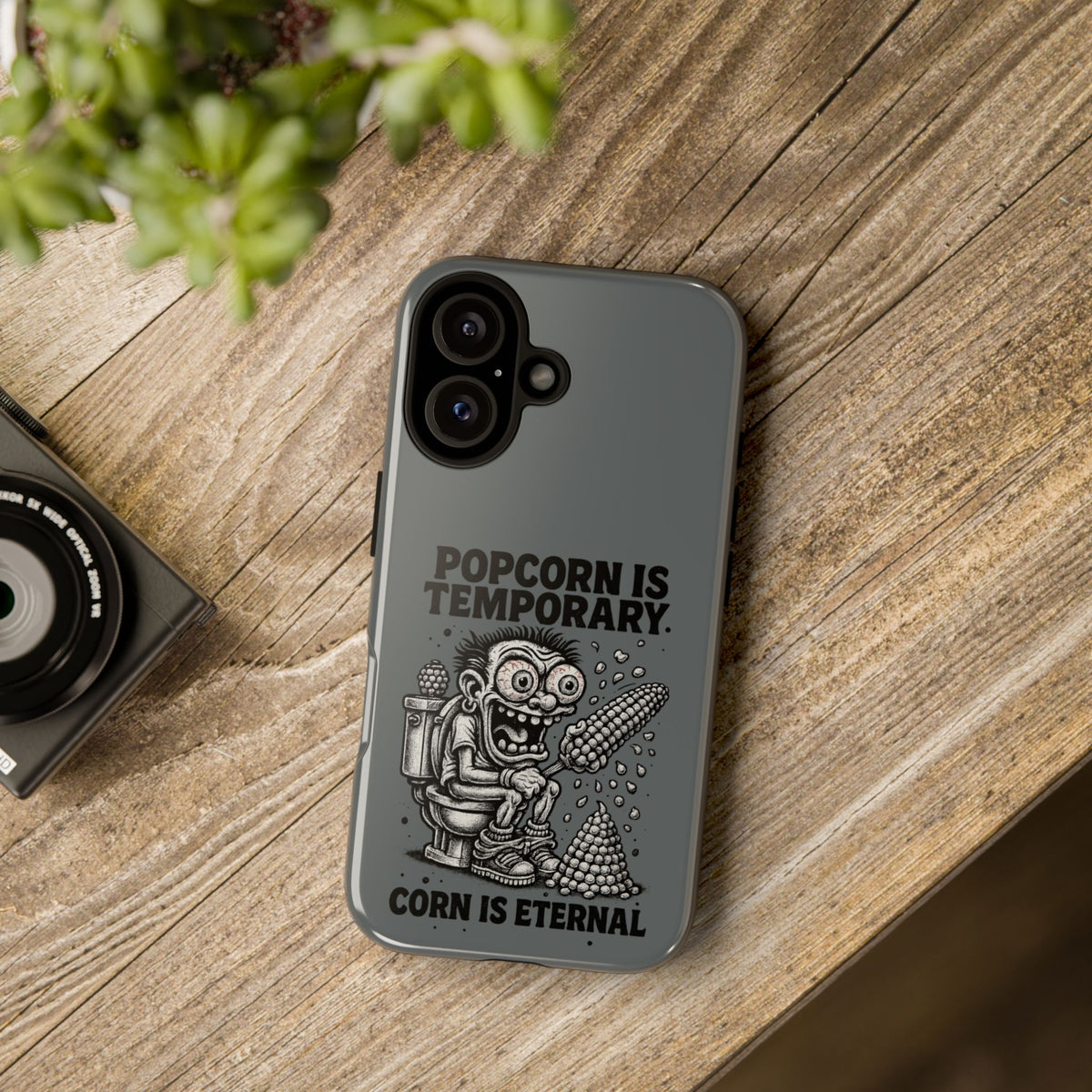 Phone Case — "Popcorn Is Temporary, Corn Is Eternal" Retro Zombie Corn Design