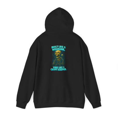 Skull Vintage Graphic Hoodie — "Built Like A Wishbone" Creepy Cute Pullover