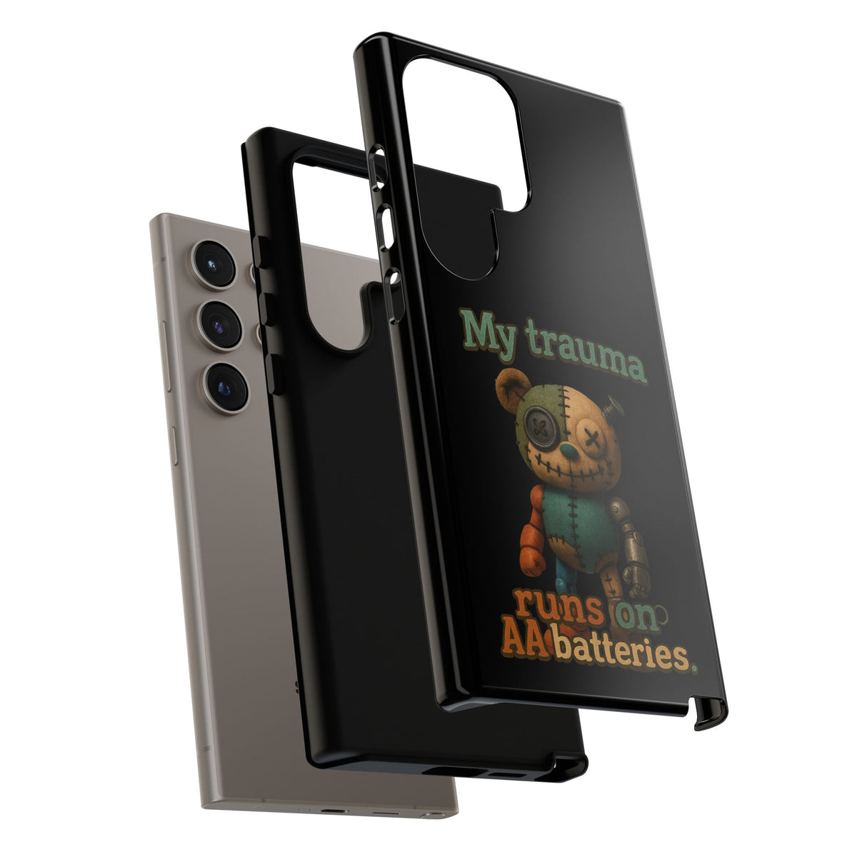Phone Case — 'My Trauma Runs on AA Batteries' Creepy Voodoo Teddy Protective Cover