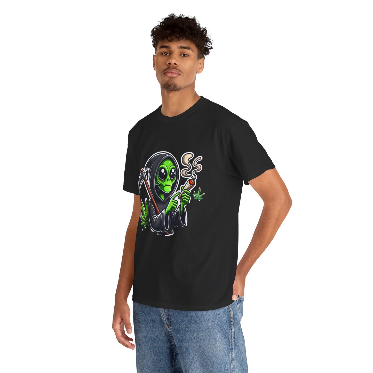 Grim Reaper Alien Smoking Joint T‑Shirt